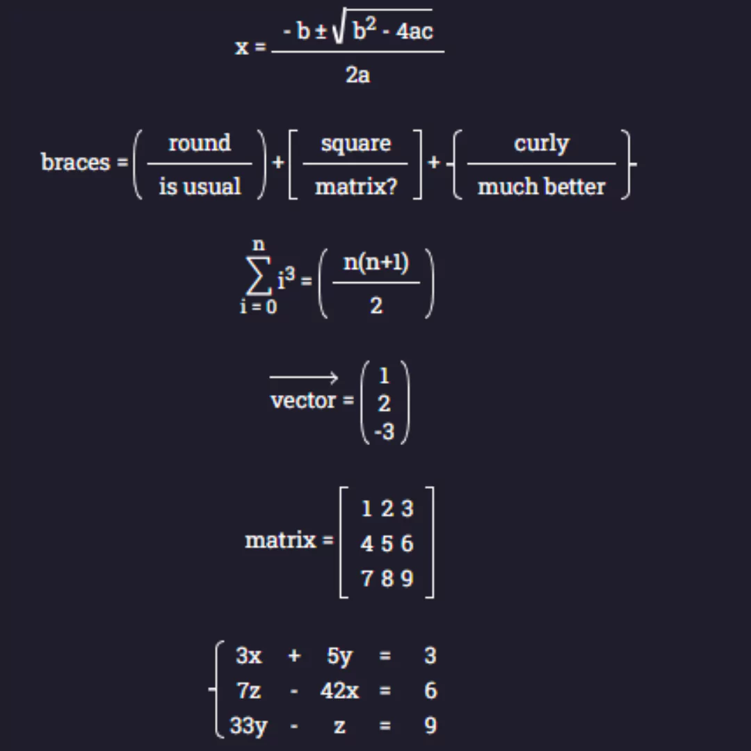 Math Formulas and Notations in HTML & CSS