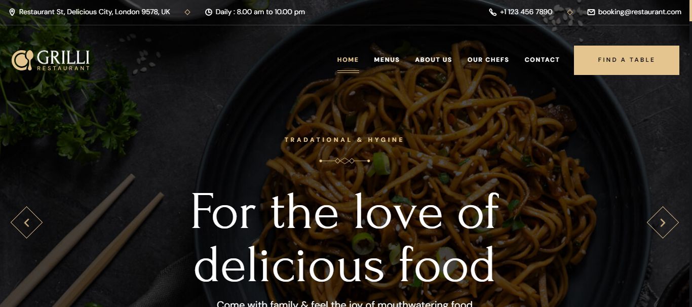 A Collection of 20+ Restaurant Website with HTML, CSS, and JavaScript - Grilli