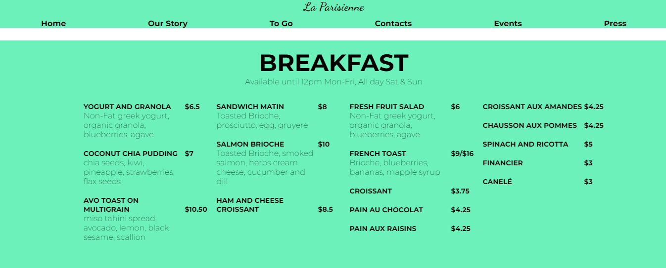 A Collection of 20+ Restaurant Website with HTML, CSS, and JavaScript - La Parisienne