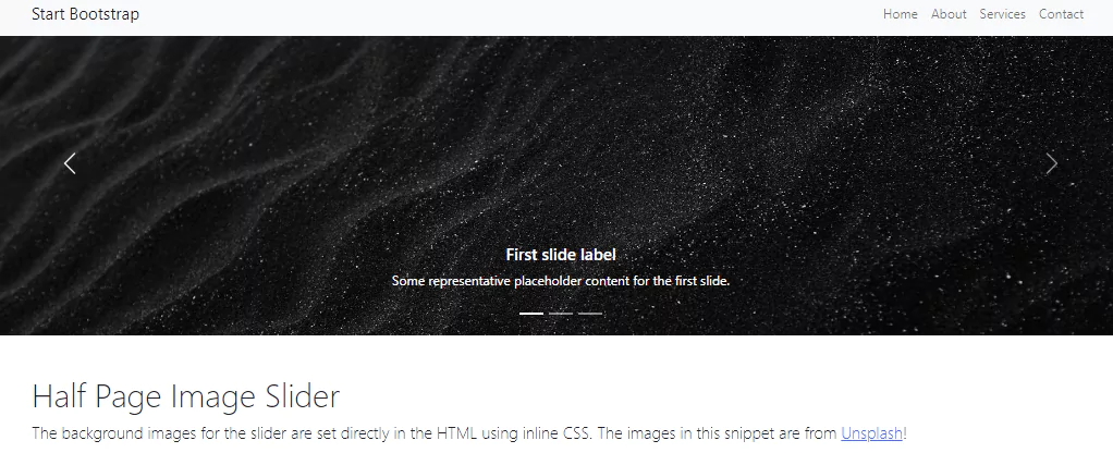 bootstrap 4 half page image slider header