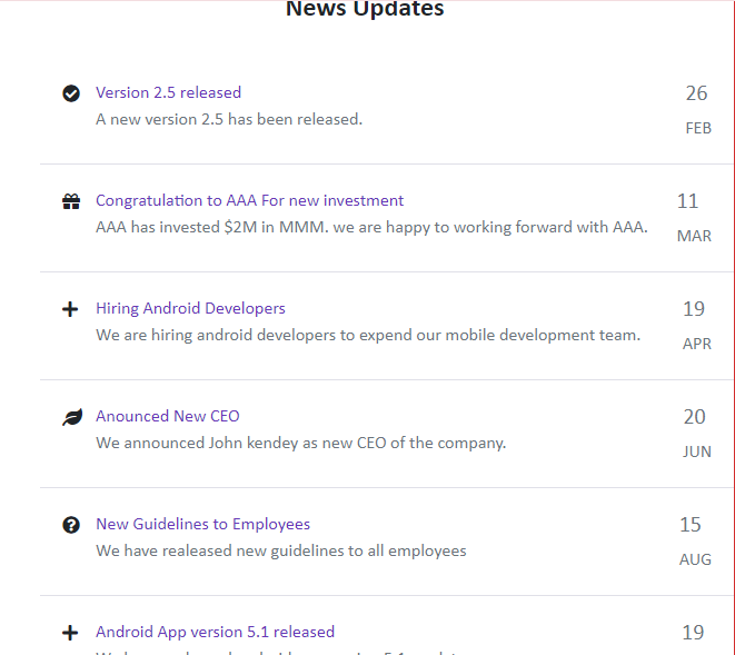 bootstrap 4 latest updates list