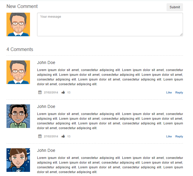 bootstrap blog item comments