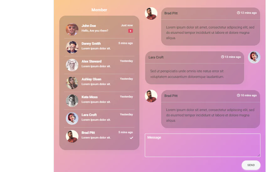 Chat window with gradient background