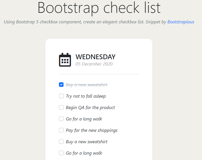 bootstrap check list