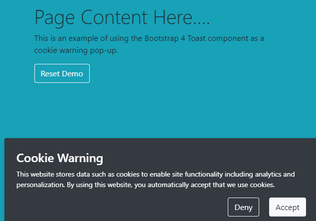 bootstrap cookie warning