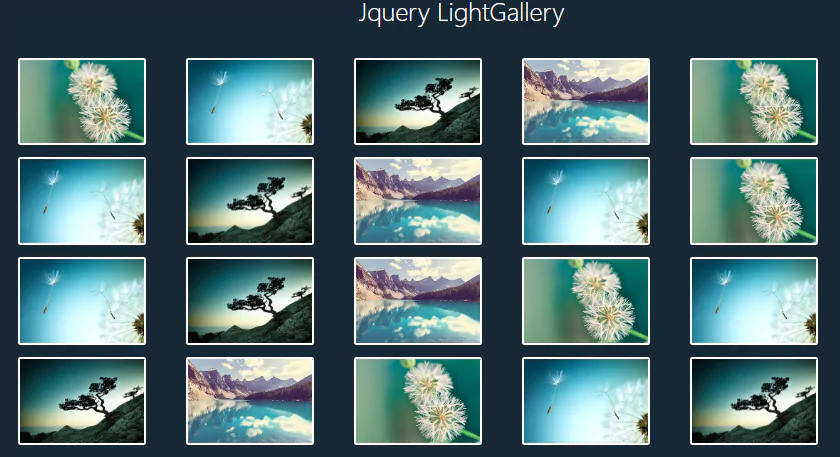 bootstrap light gallery using jquery