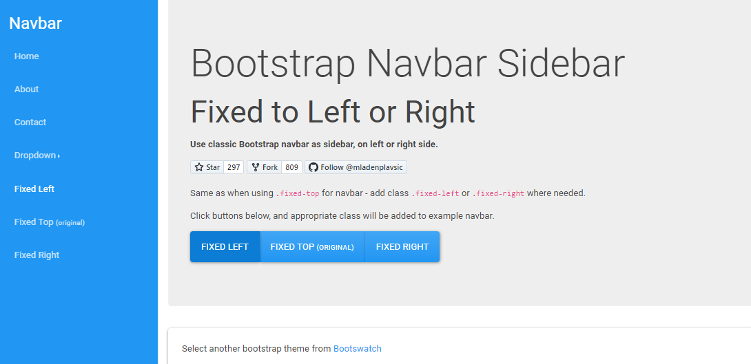 bootstrap navbar sidebar