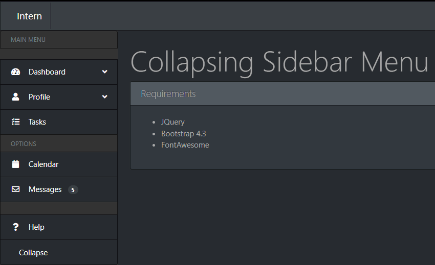 bootstrap sidebar navbar