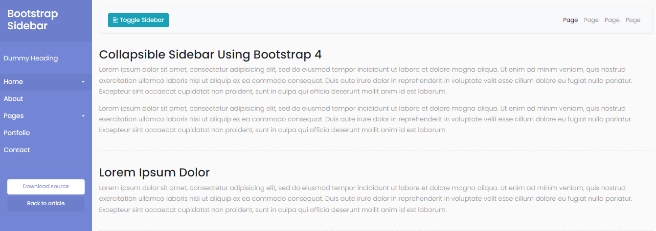 bootstrap sidebar