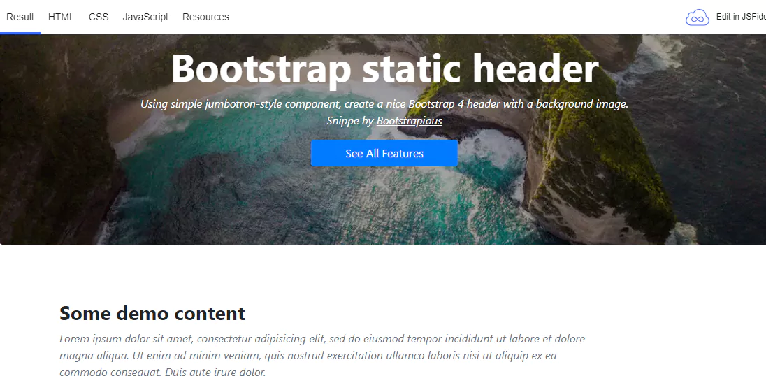 bootstrap static header