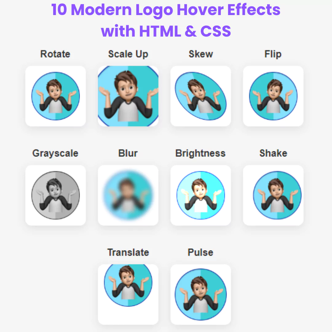 10 Modern Logo Hover Effects with HTML and CSS