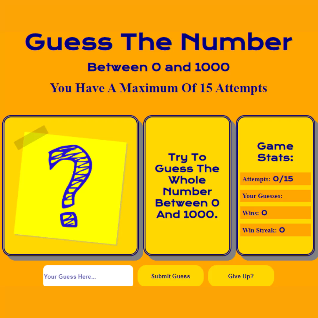 55+ Web Development Projects - Number Guessing Game