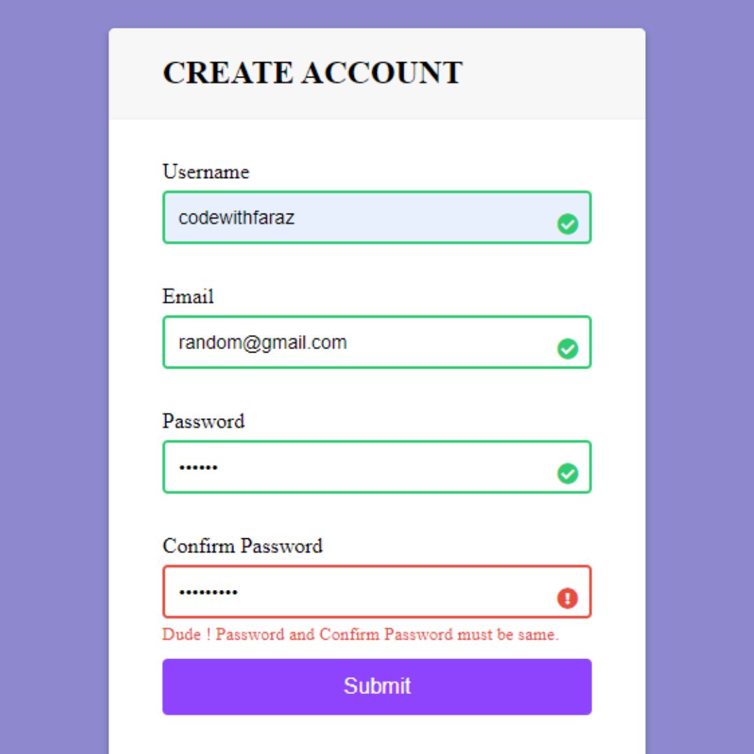 Signup Form Validation with HTML, CSS, and JavaScript