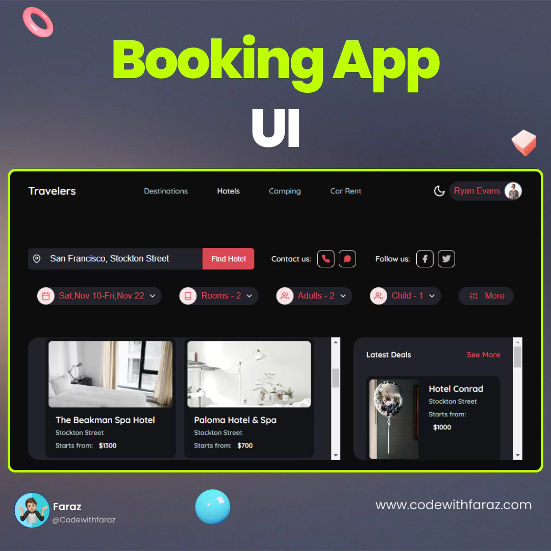 Create a Stunning Booking App UI with HTML, CSS, and JavaScript (Source ...