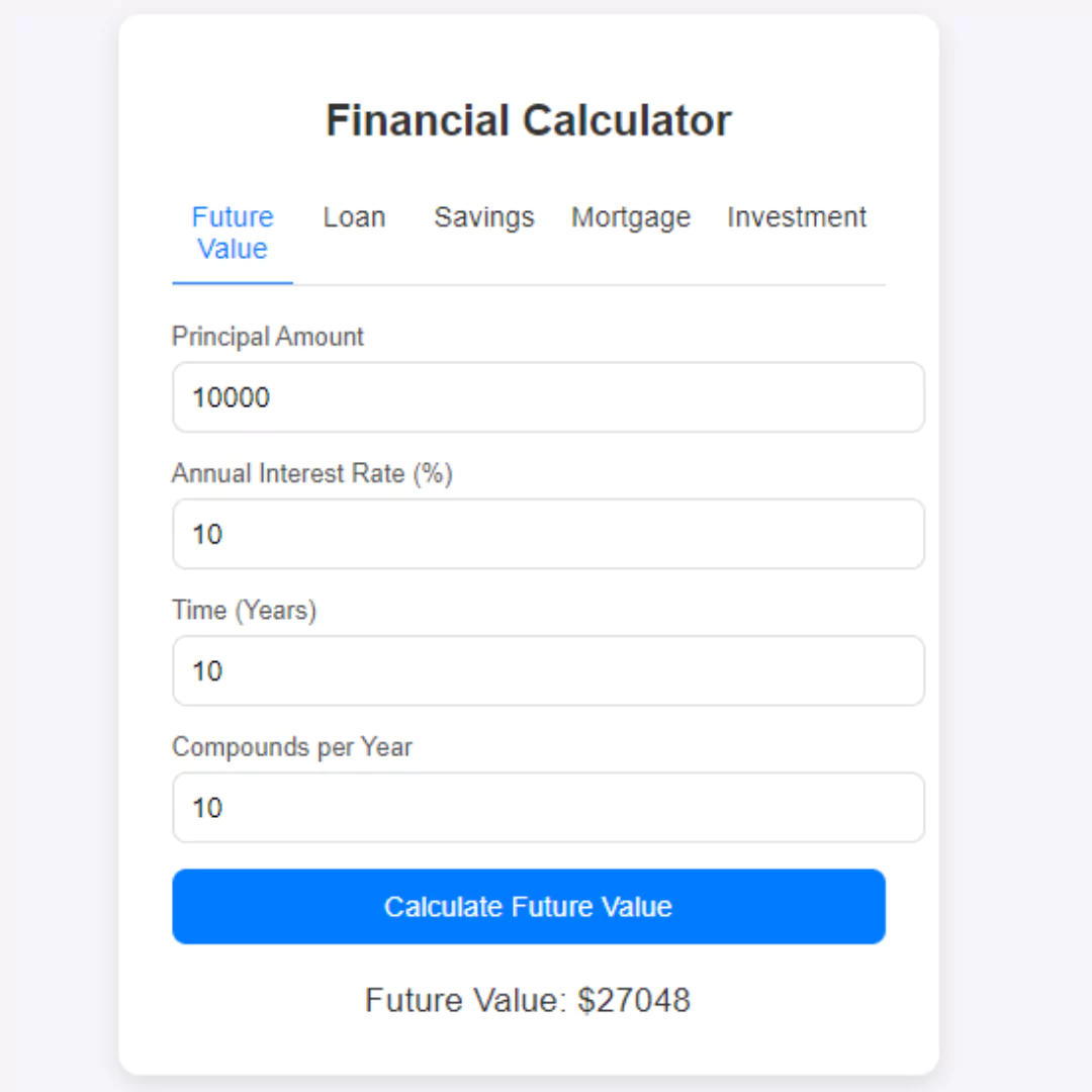 Create a Financial Calculator using HTML, CSS, and JavaScript