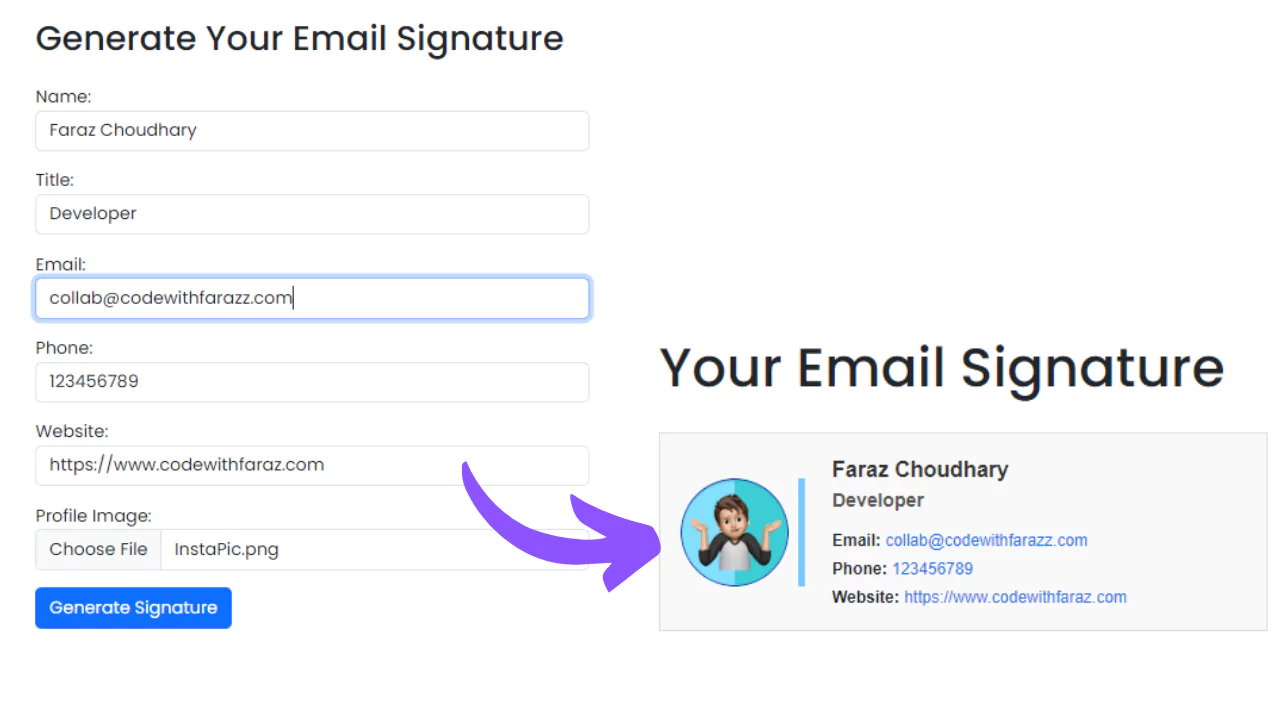 web development projects - Email Signature Generator with Django