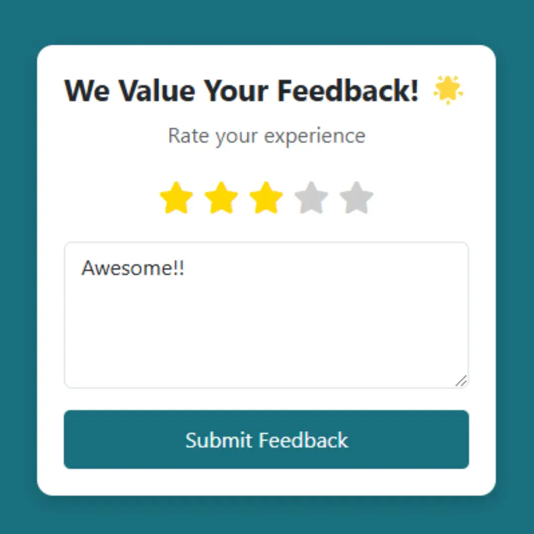 Create Bootstrap 5 Feedback Form using HTML, CSS, & JavaScript