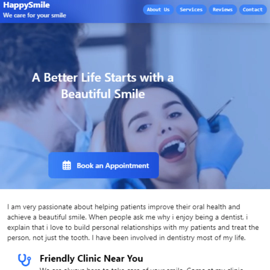 Create Dental Clinic Landing Page with HTML and Tailwind CSS