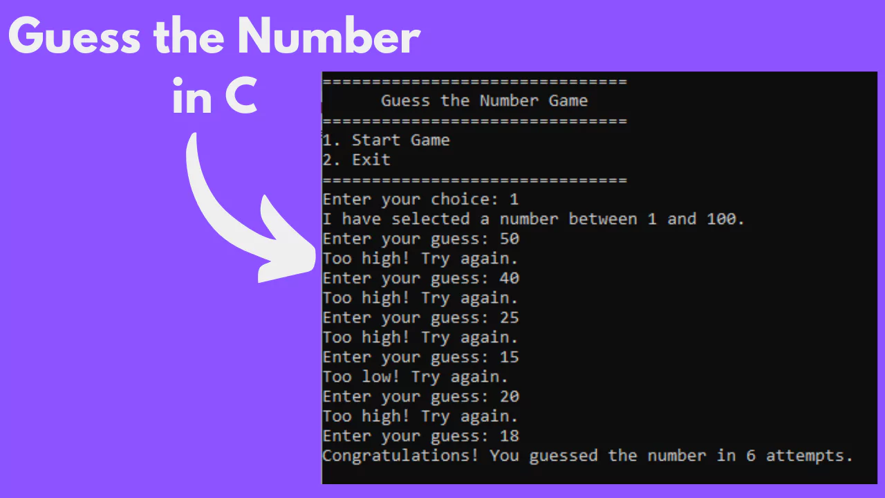 C Language Projects with Source Code - Guess the Number Game