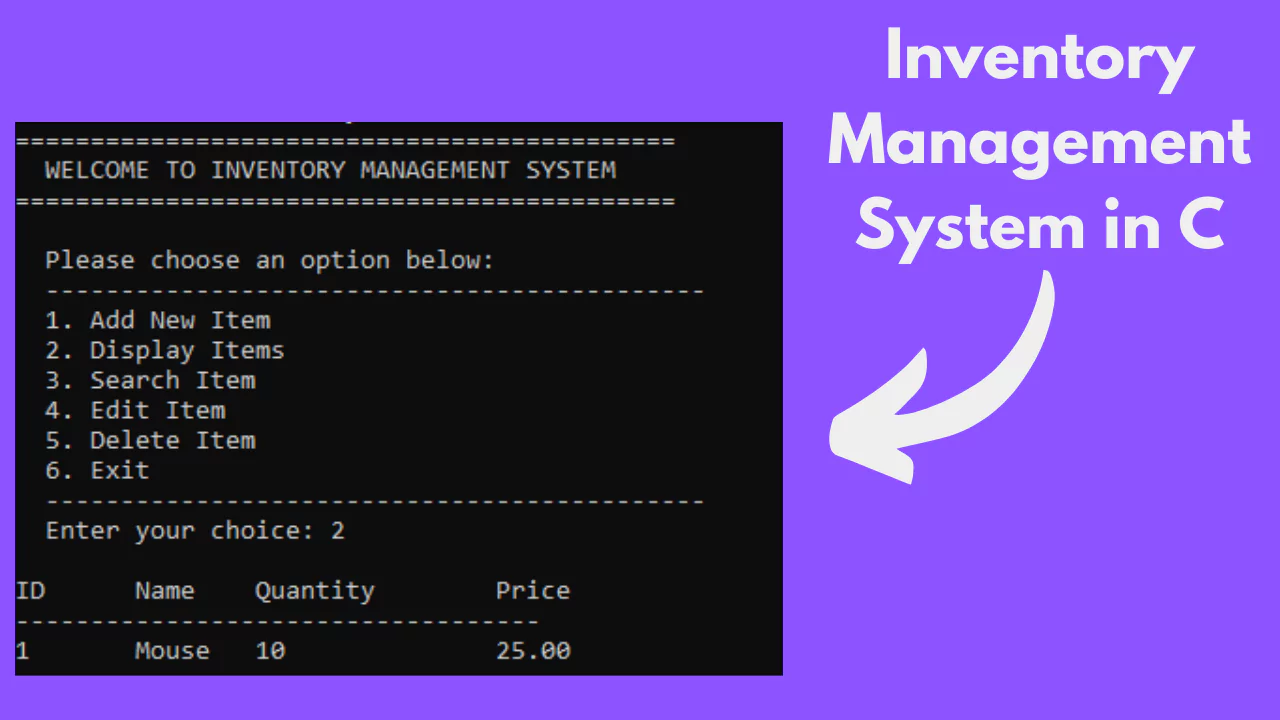 C Language Projects with Source Code - Inventory Management System