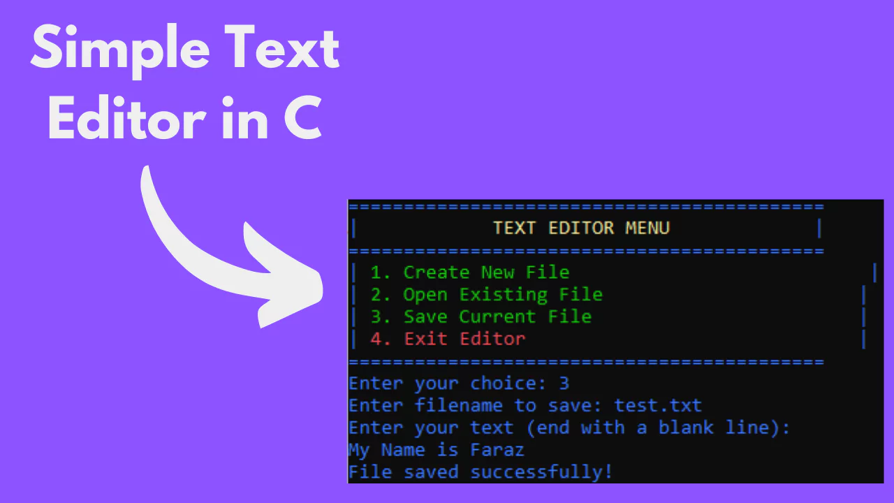 C Language Projects with Source Code - Simple Text Editor