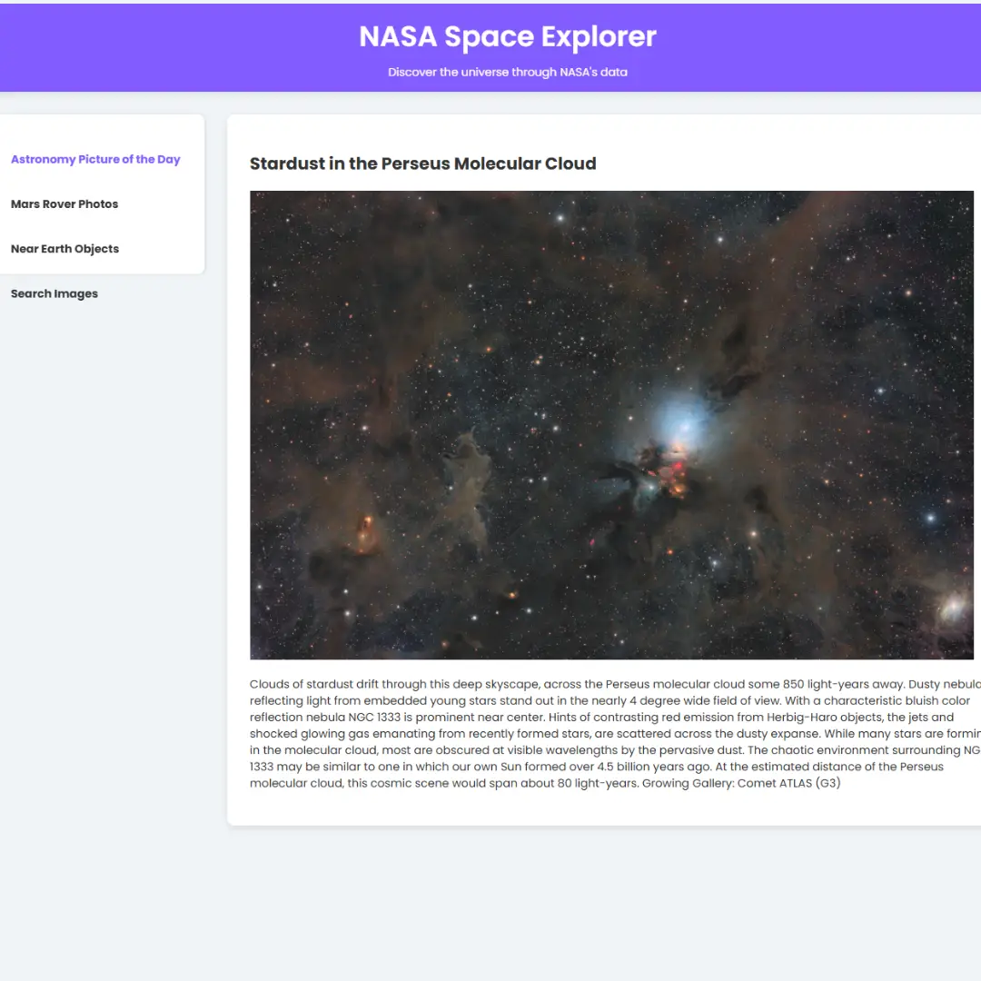 Space Explorer with HTML, CSS, and JavaScript