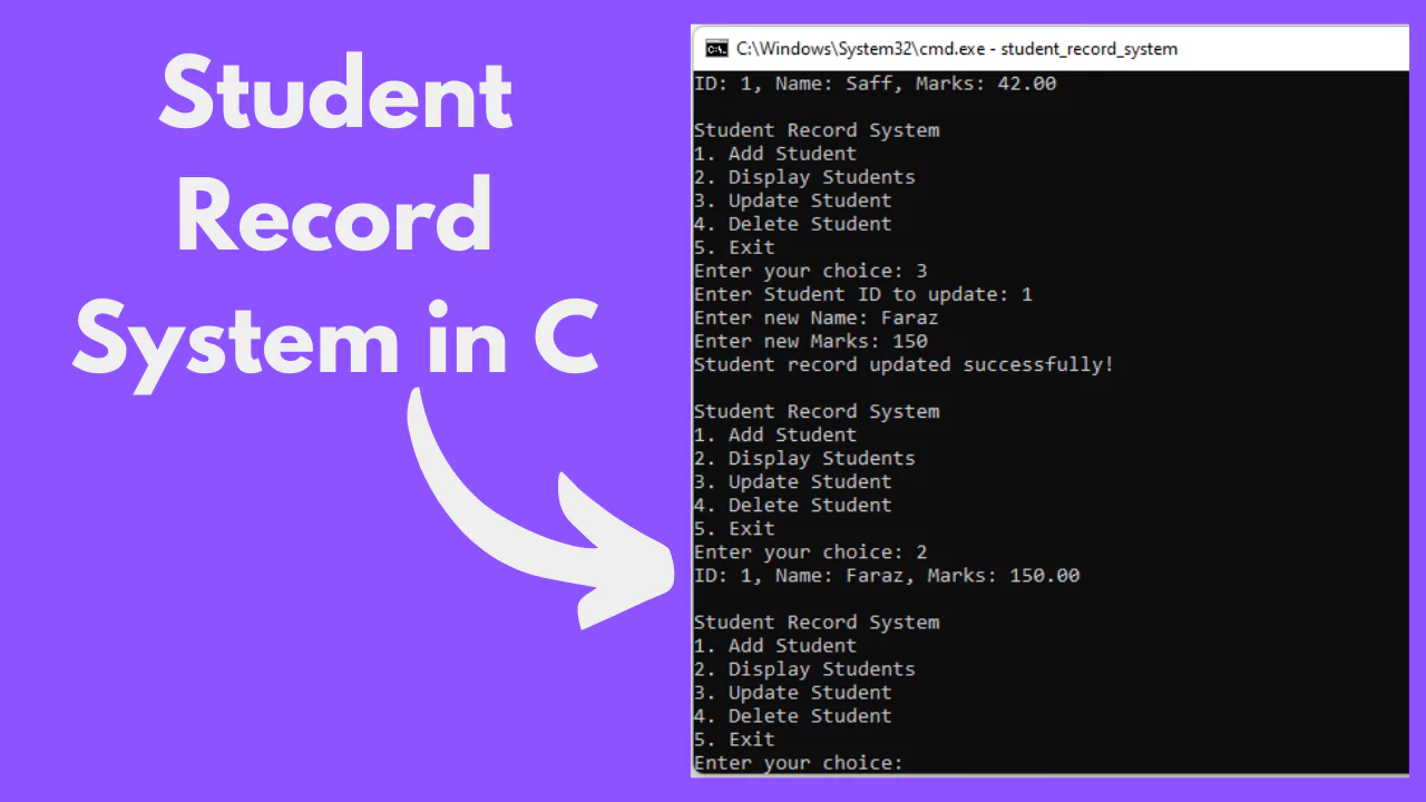 C Language Projects with Source Code - Student Record System