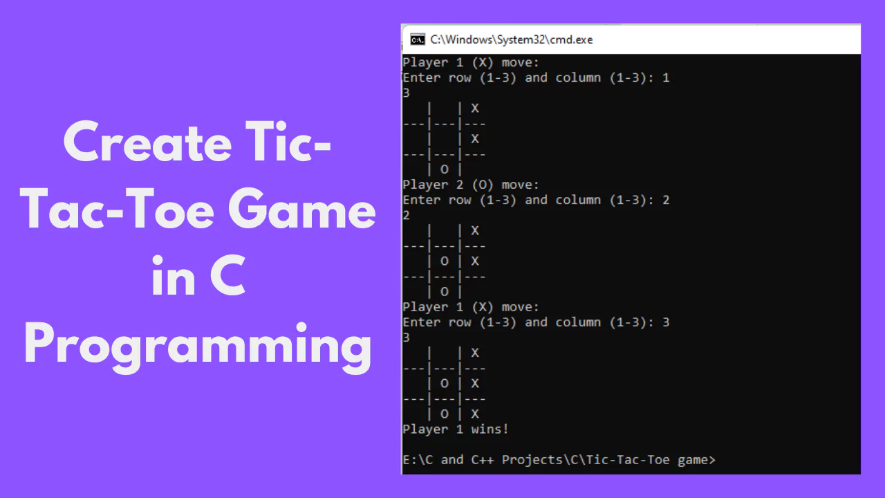 C Language Projects with Source Code - Tic-Tac-Toe Game