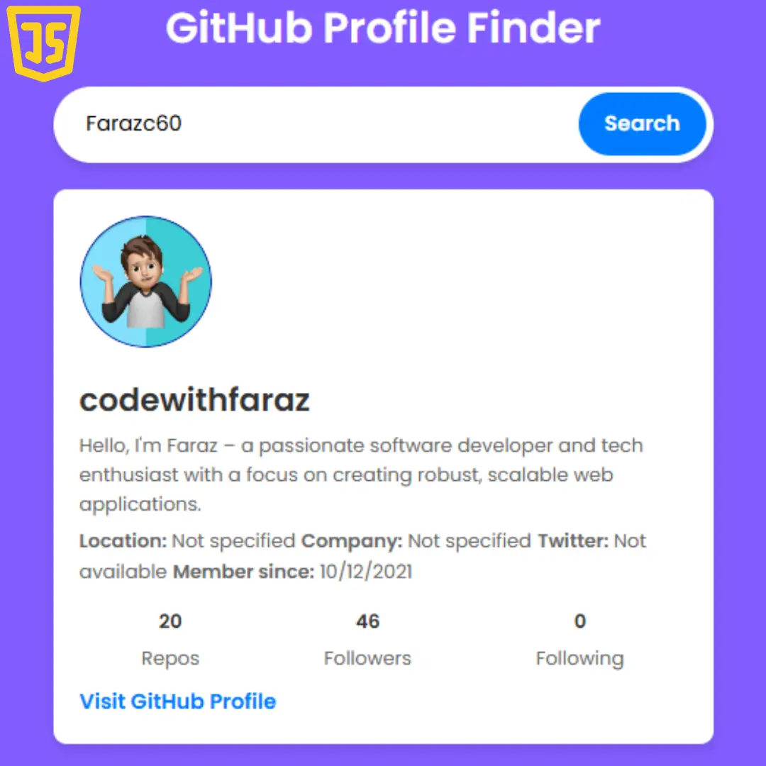 GitHub Profile Finder: Build with HTML, CSS, and JavaScript in Easy Steps