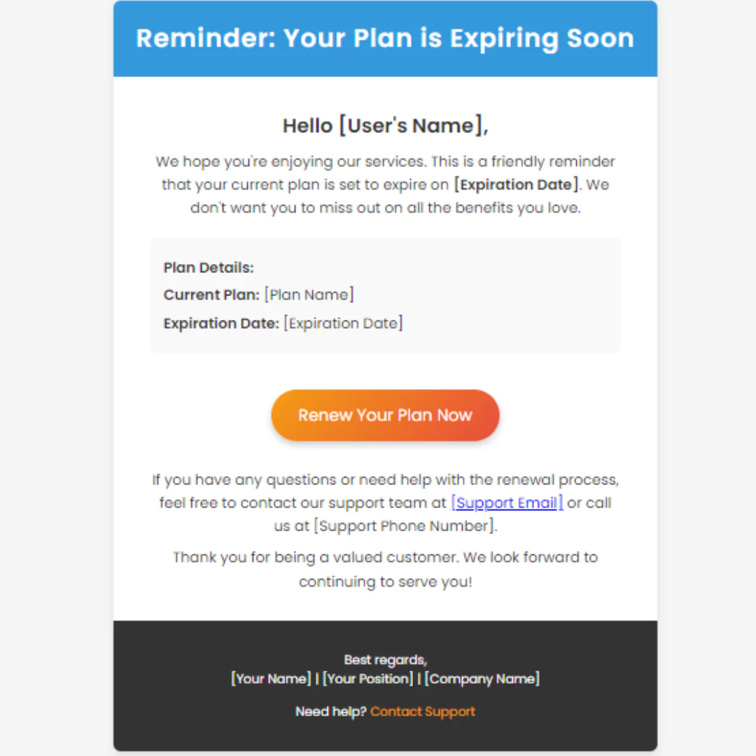 How to Write a Plan Expiry Alert Email with an HTML Template