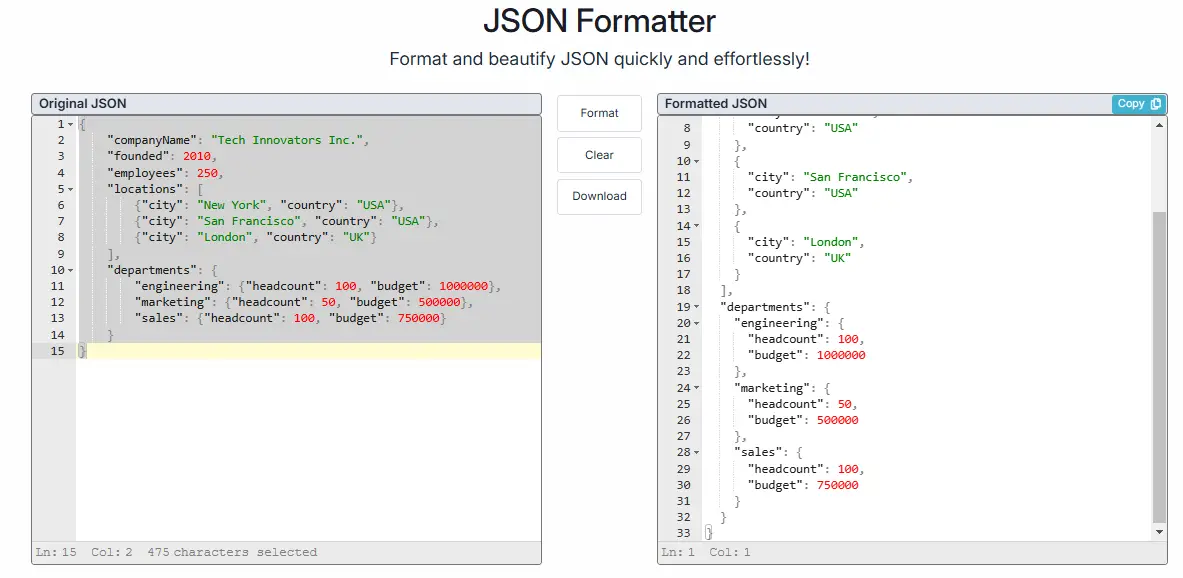 json formatter online tool