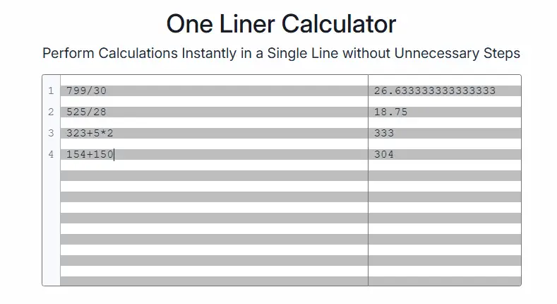 One Liner Calculator | Simple and Fast Calculator - CodeWithFaraz