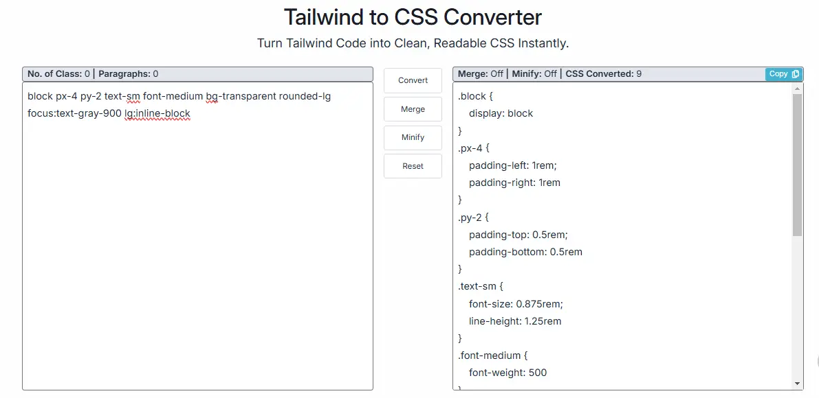 tailwind to css converter tool