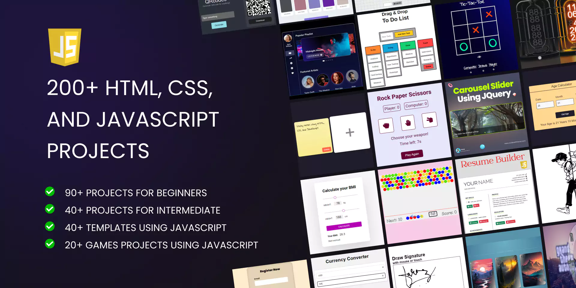 HTML, CSS, and JavaScript Projects from Beginner to Advanced with Source Code