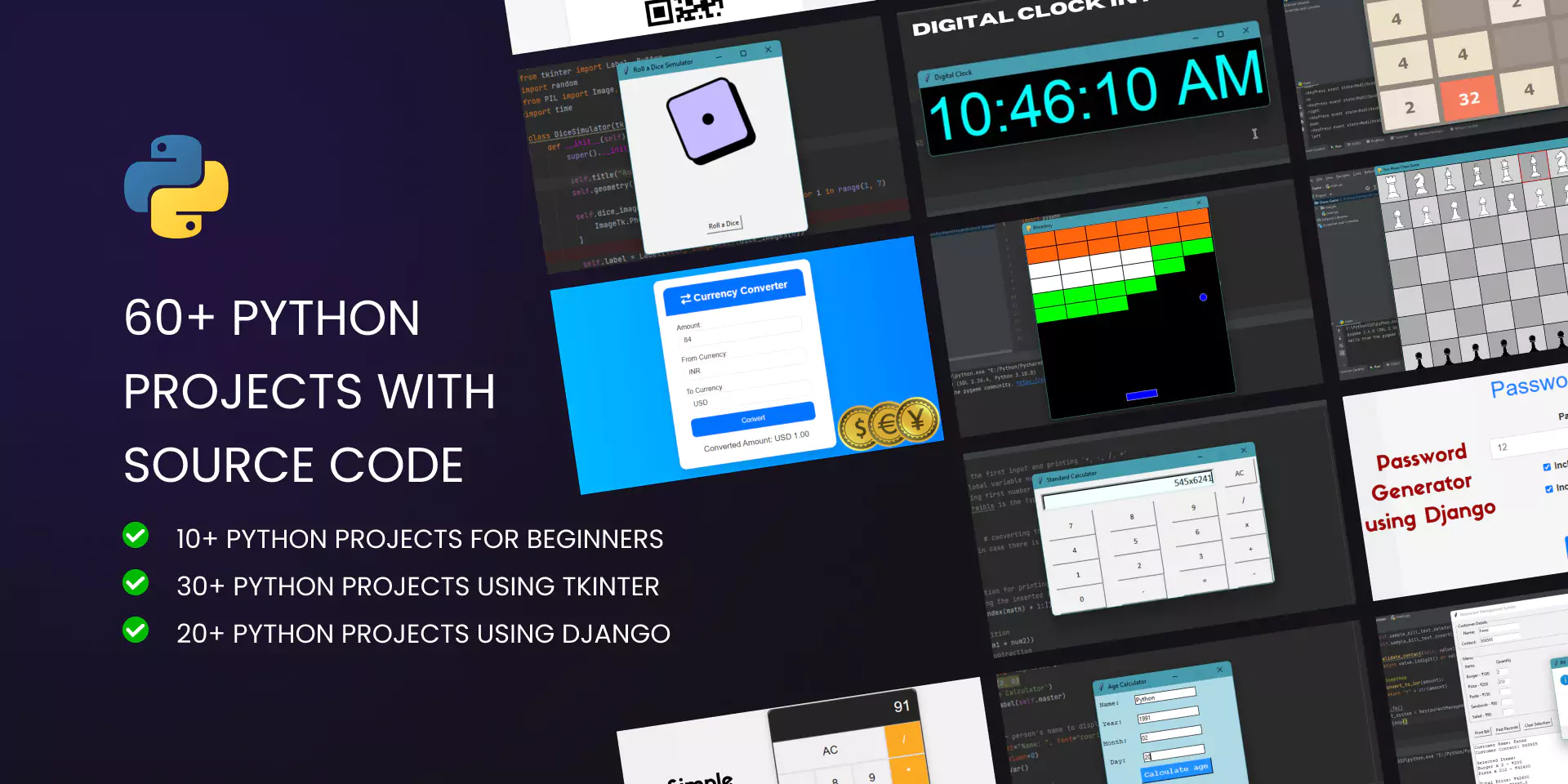 60+ Python Projects with Source Code for Practice