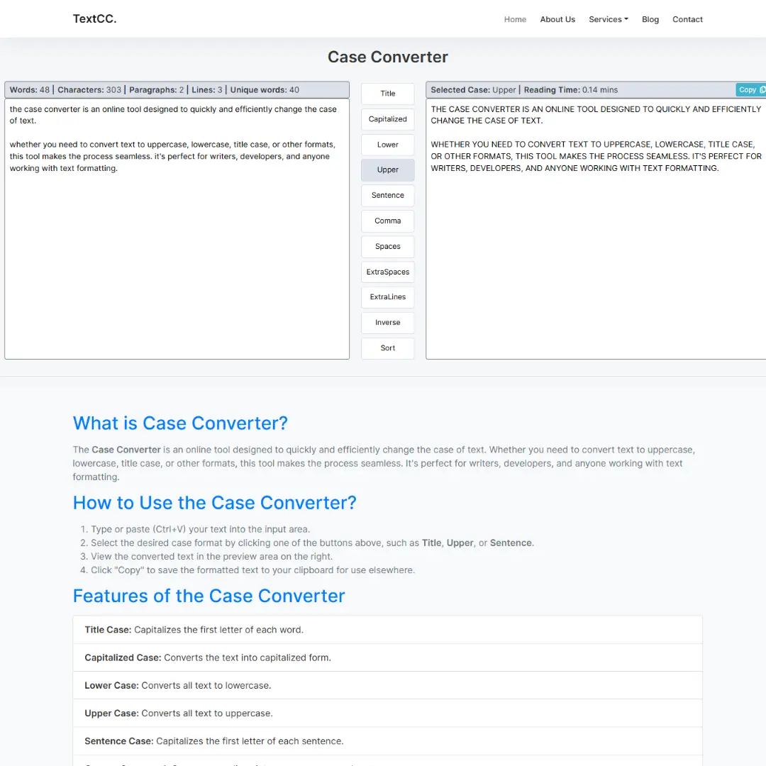 Case Converter Tool Script in JavaScript