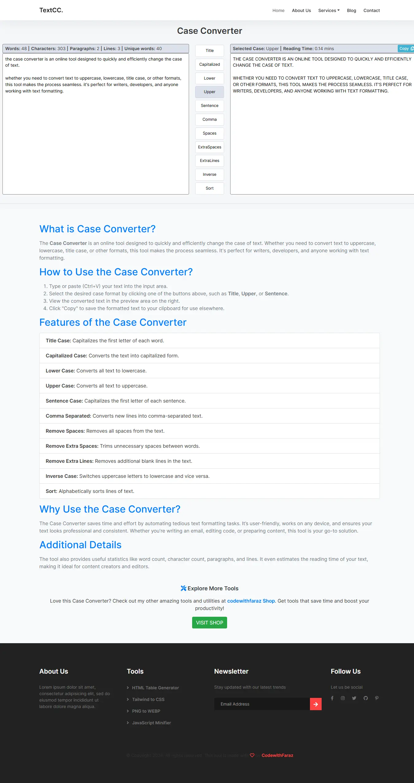 Case Converter Tool Script in JavaScript