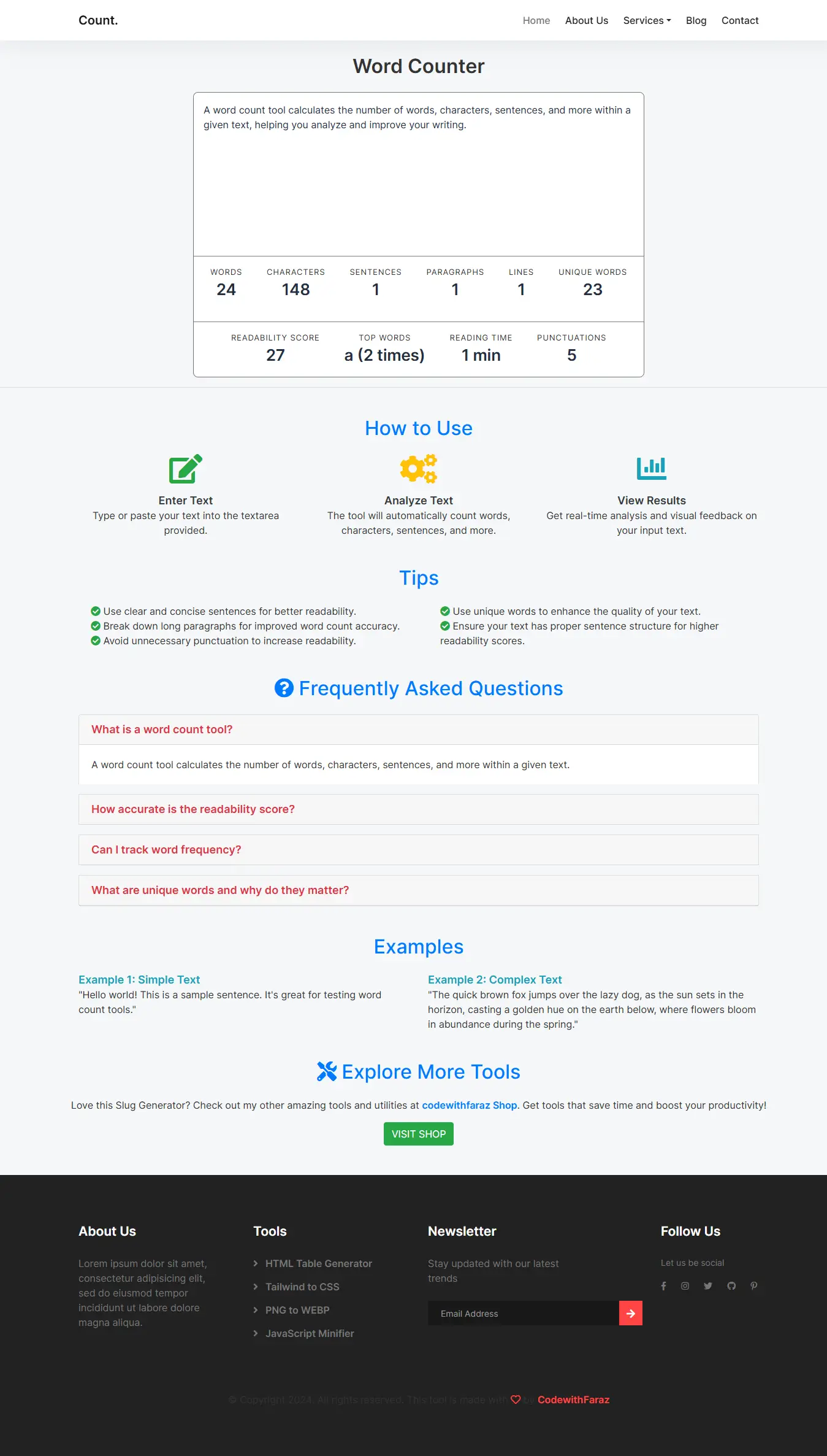 Word Counter Script - JavaScript