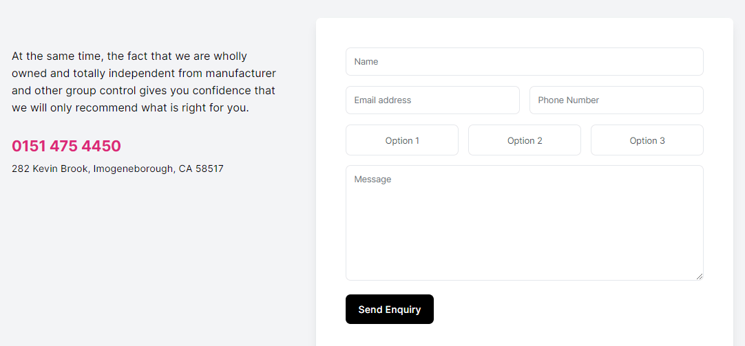 form component - contact split with content and form