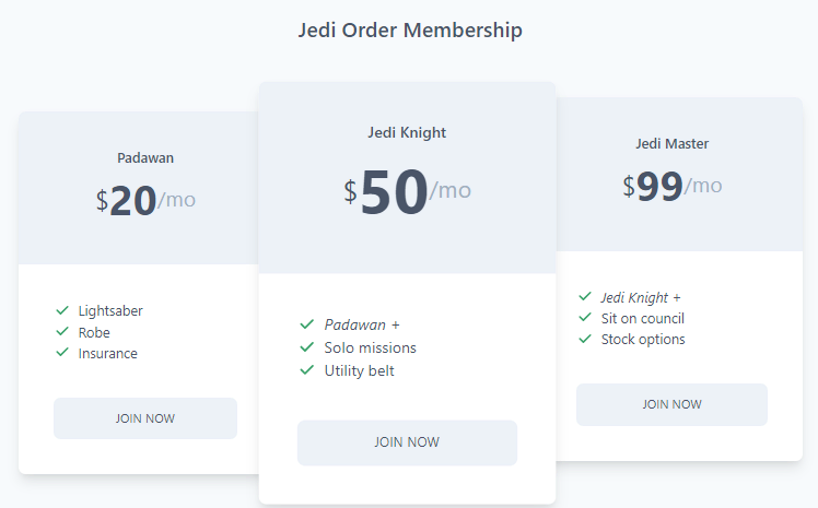 lo-fi pricing table - tailwind css