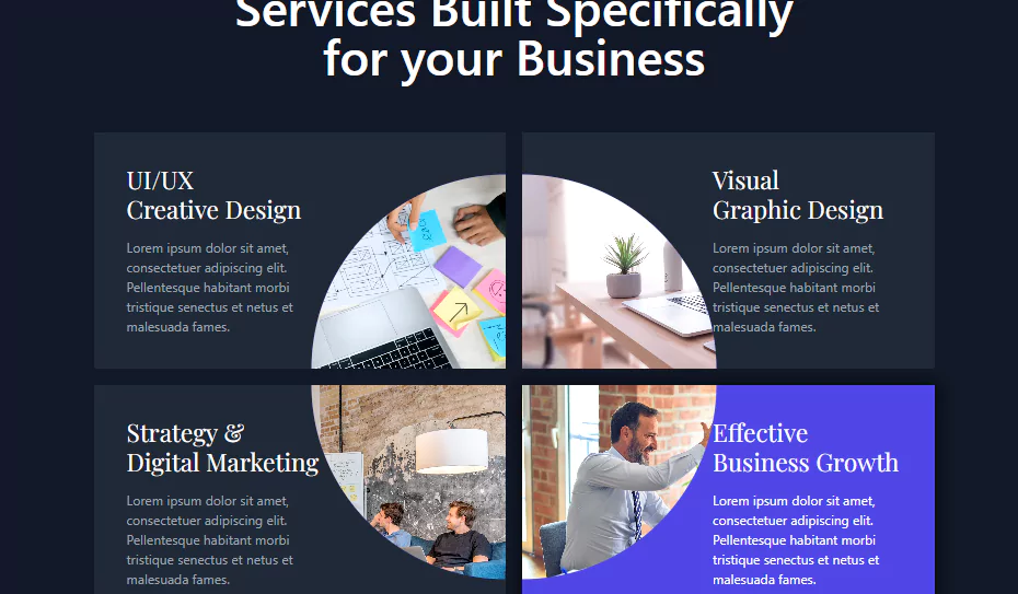 grid layout for services section