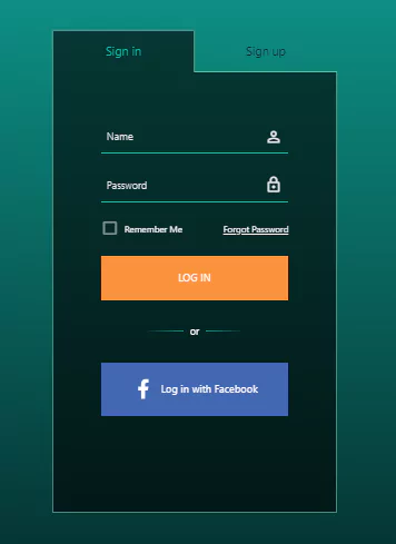 login and signup screen