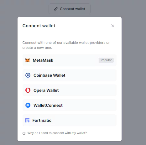 modal with crypto wallet